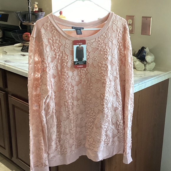 Adrianna Papell Blush Lace Sweatshirt - Picture 1 of 3
